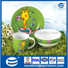 colorful chinaware 3Pcs porcelain breakfast set BC8028 dishes ceramic manufacturer